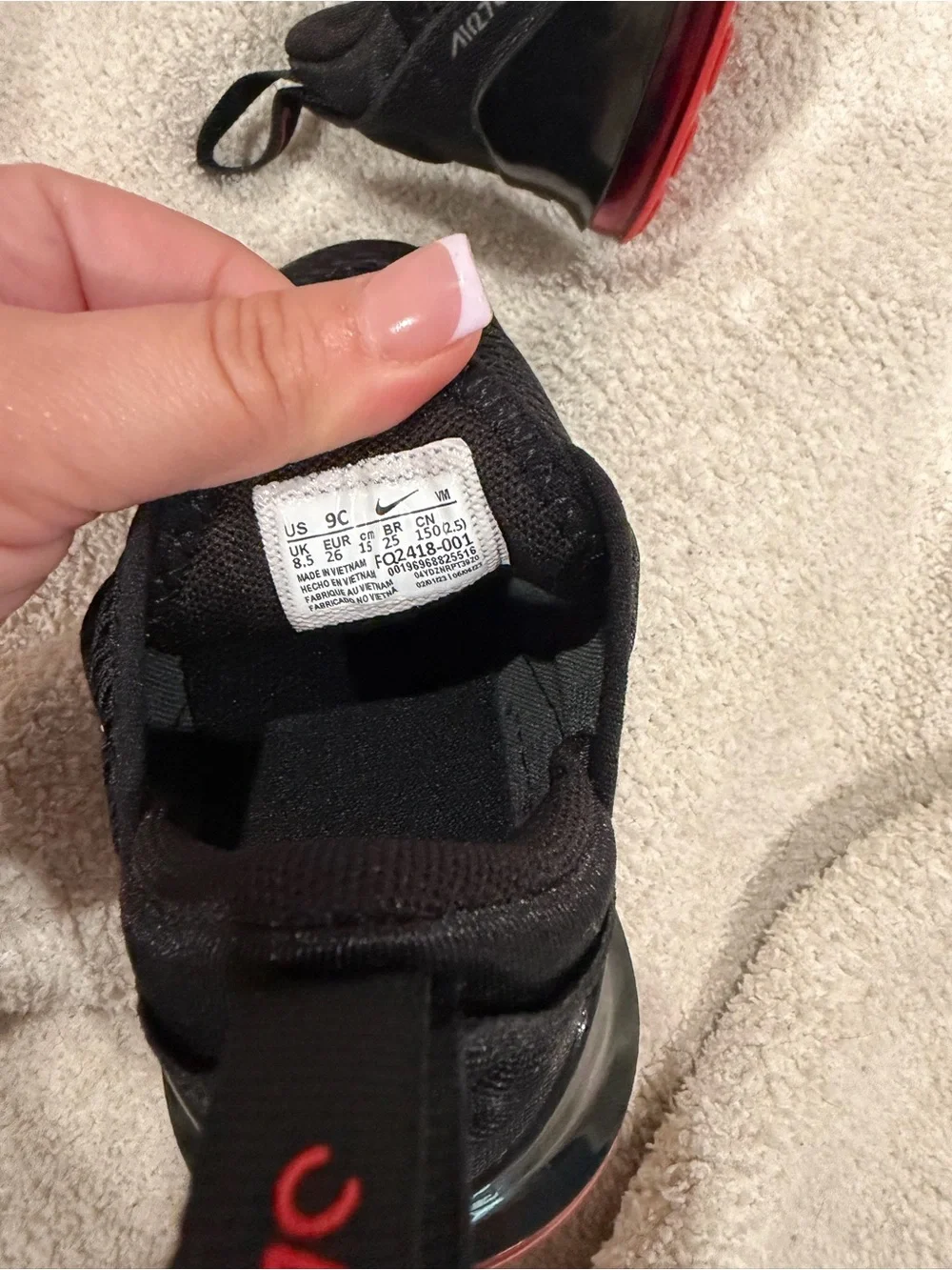 Nike Black White Red Air Max Slip-On Sneakers